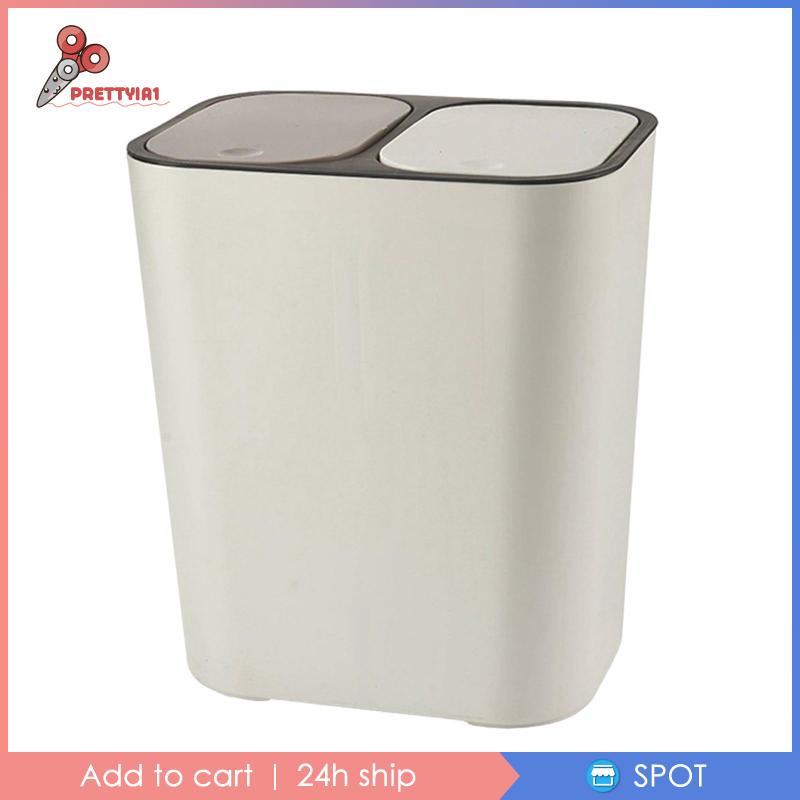 Thùng Rác Tái Sử Dụng Ướt Và Khô 15 Lít Màu Trắng Cho Nhà Bếp [Prettyia1]