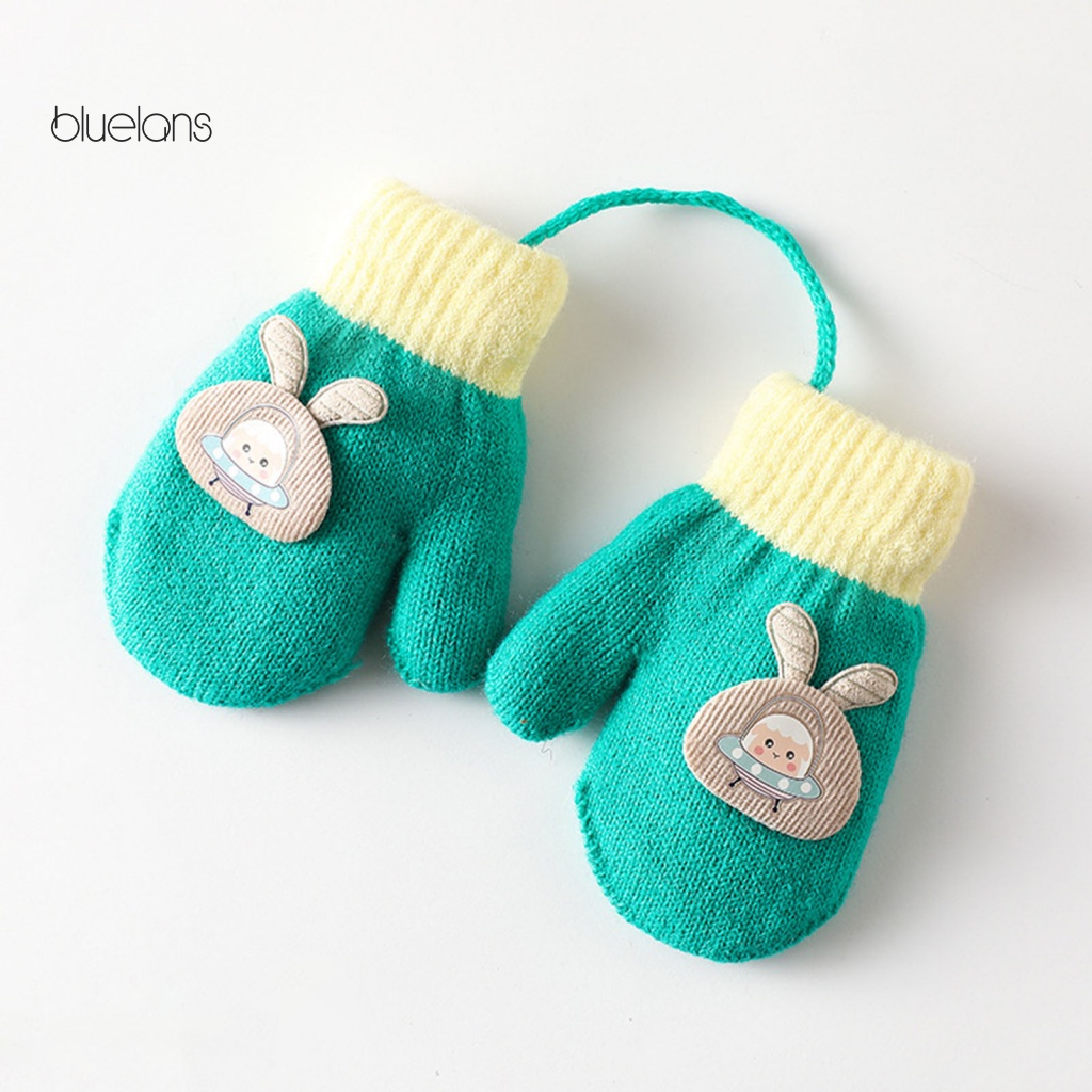 1 Đôi Găng Tay Len Dày Hai Lớp Giữ Ấm Họa Tiết Hoạt Hình Dễ Thương Cho Bé 1-6 Tuổi