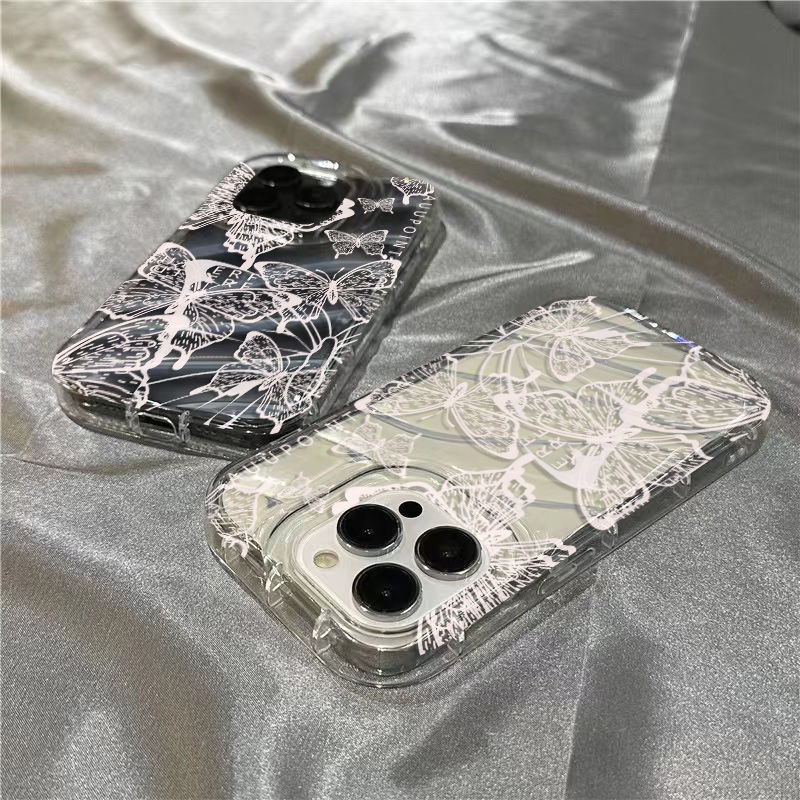 Ốp Điện Thoại Mềm Trong Suốt In Hình Bướm Trắng Dễ Thương Cho iPhone14promax 1312 / 11 7 / 8plus xr / sins BDHK