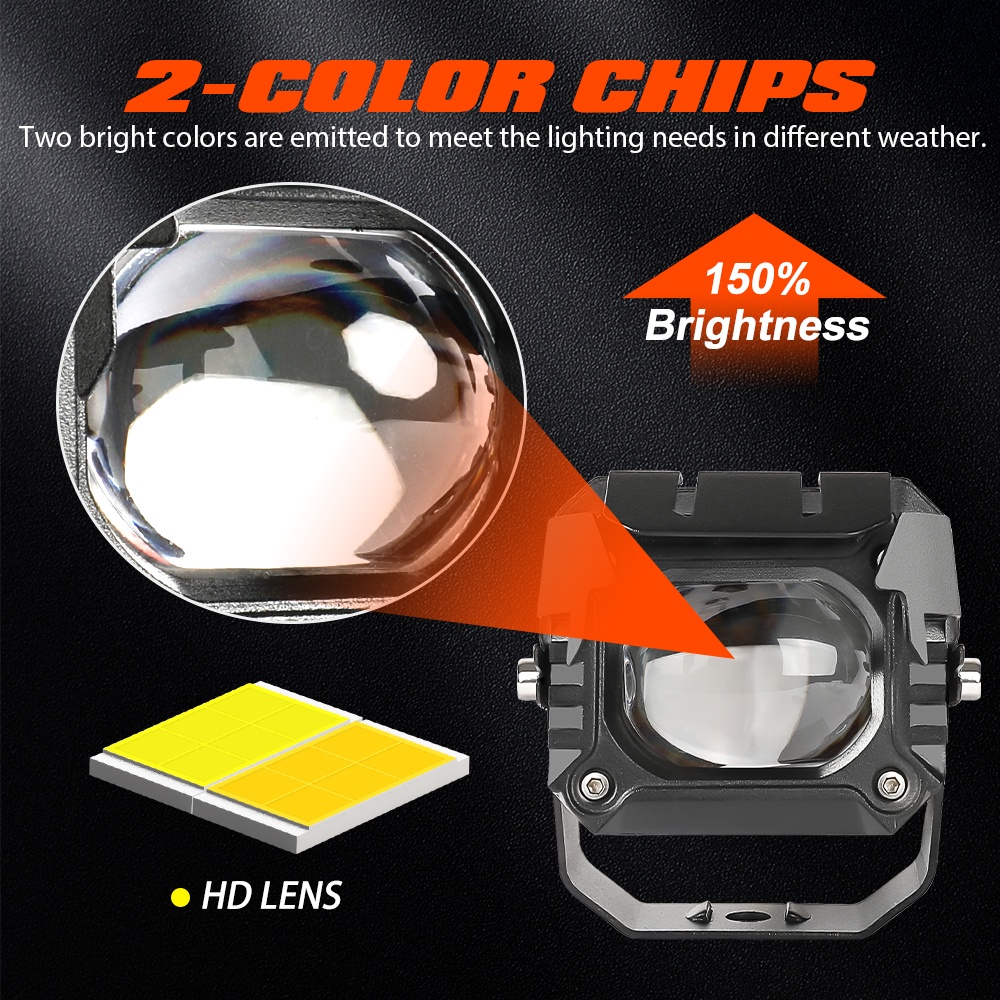 Super Bright Mini Driving Light Set Led Lights Motorcycle Headlight 2 Color Car Fisheye Lens Spot