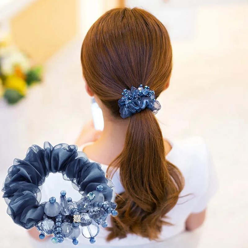 Ygt Dây Buộc Tóc Đuôi Ngựa Bằng Da Đính Pha Lê Phong Cách Hàn Quốc Dành Cho Nữ