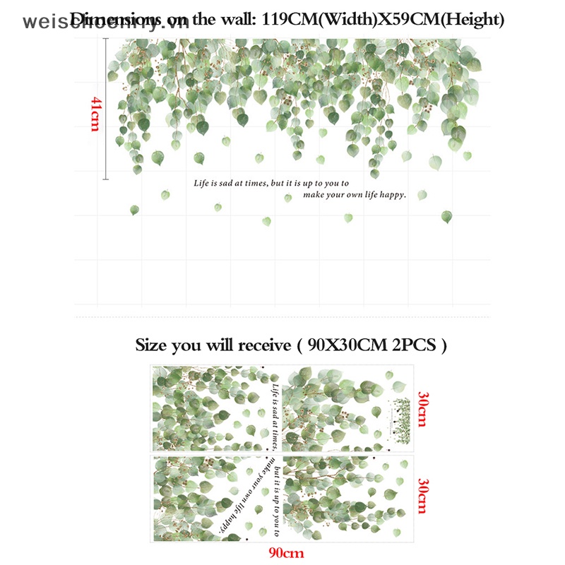 Sticker Dán Tường Họa Tiết Cây Xanh Dễ Thương Bắt Mắt