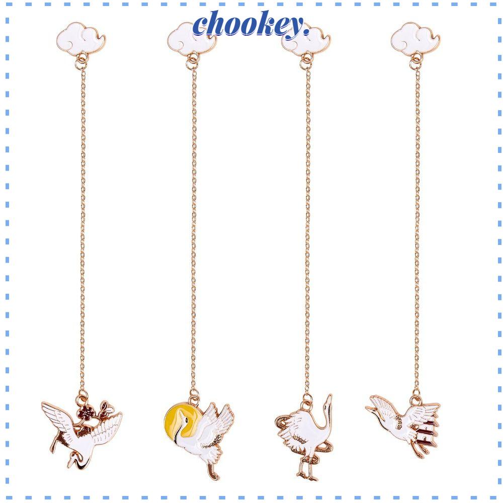 CHOOKEY Bộ 4 Kẹp Sách Bằng Đồng Thau Sáng Tạo Kèm 4 Con Sếu