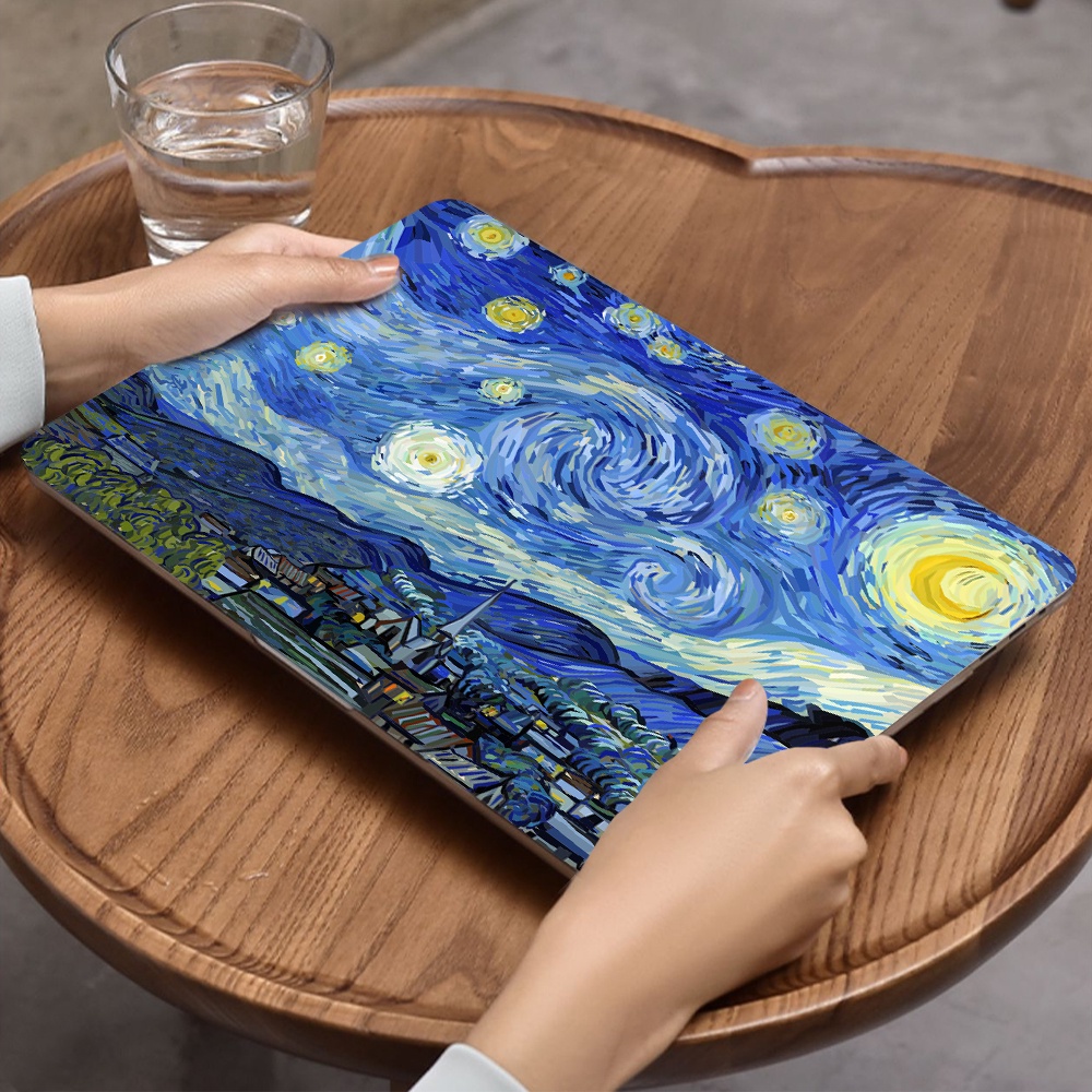 Oil Painting print hollow logo case compatible for MacBook case 2023 M2 Pro 14 air 13 inch case A2681 A2337 M1 M2 A2179 Pro 14 15 16 A2442 A2485 A2141 A1707 A1990 Retina 13 A1502 A