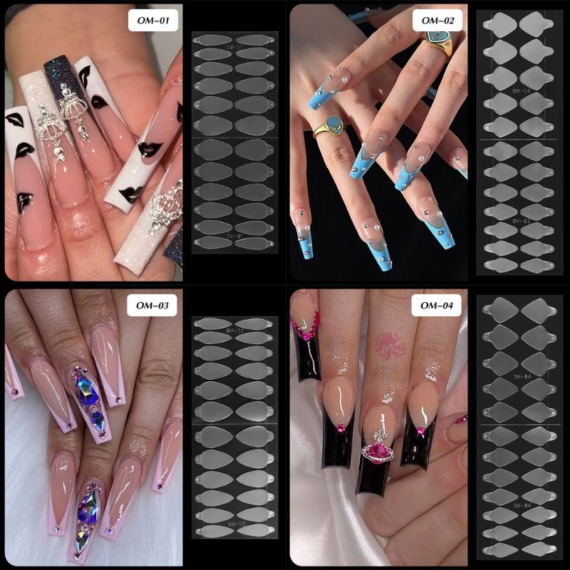 Set 12 / 24 Khuôn Đôi / Khay Không Giấy / Khuôn Hỗ Trợ Nối Dài Móng Nhanh Chóng