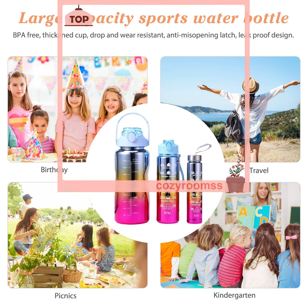 Bình Nước Thể Thao 280 + 900 + 2000ML Bằng Nhựa Có Ống Hút Tiện Dụng