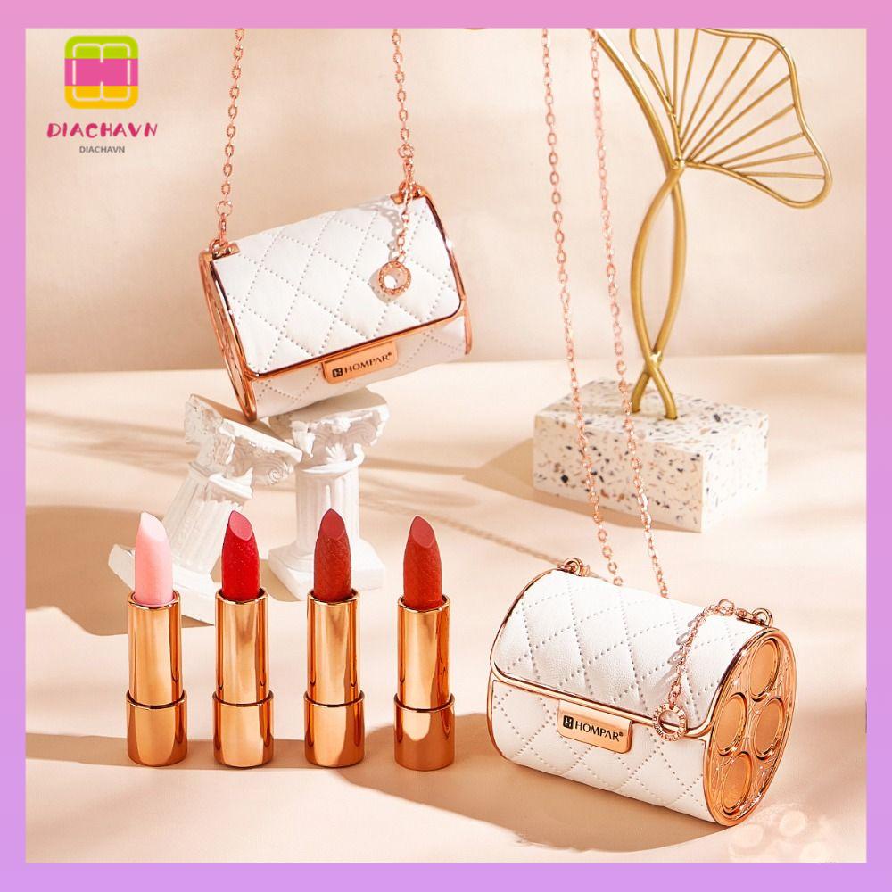 DIACHAVN Set 5 Son Môi Chống Thấm Nước Kèm Túi Xách Và Dây Đeo Dành Cho Nữ