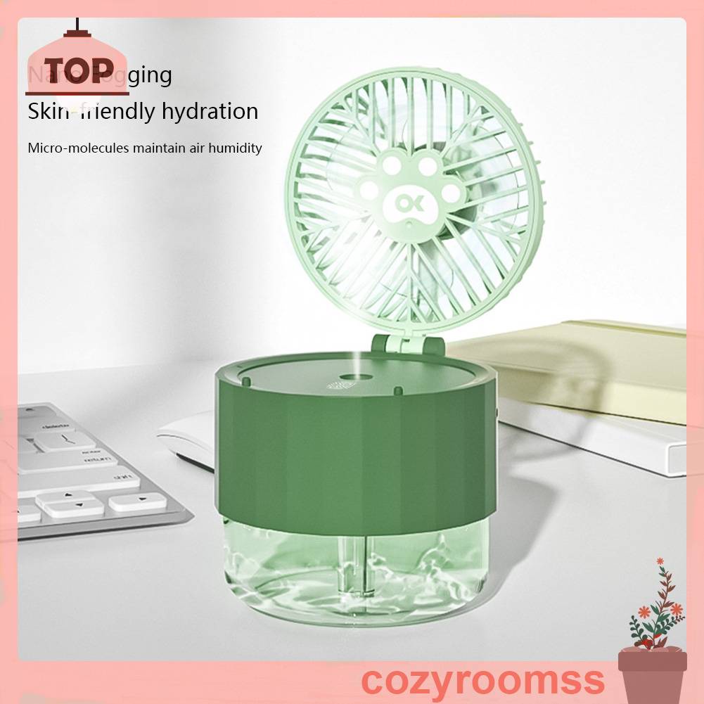 Quạt Làm Mát Không Khí USB Hình Mèo Dễ Thương Có Đèn Ngủ