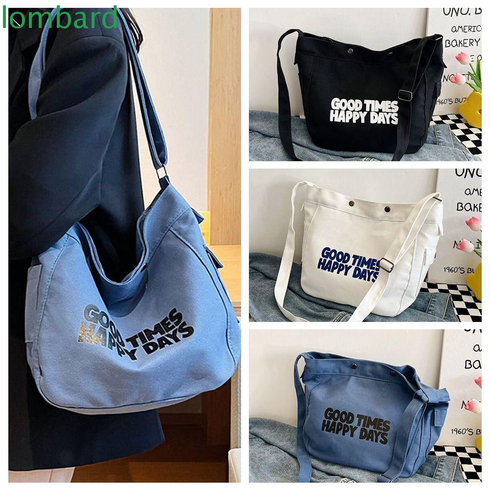 Túi Xách Canvas Sức Chứa Lớn In Chữ Thời Trang Cho Nữ