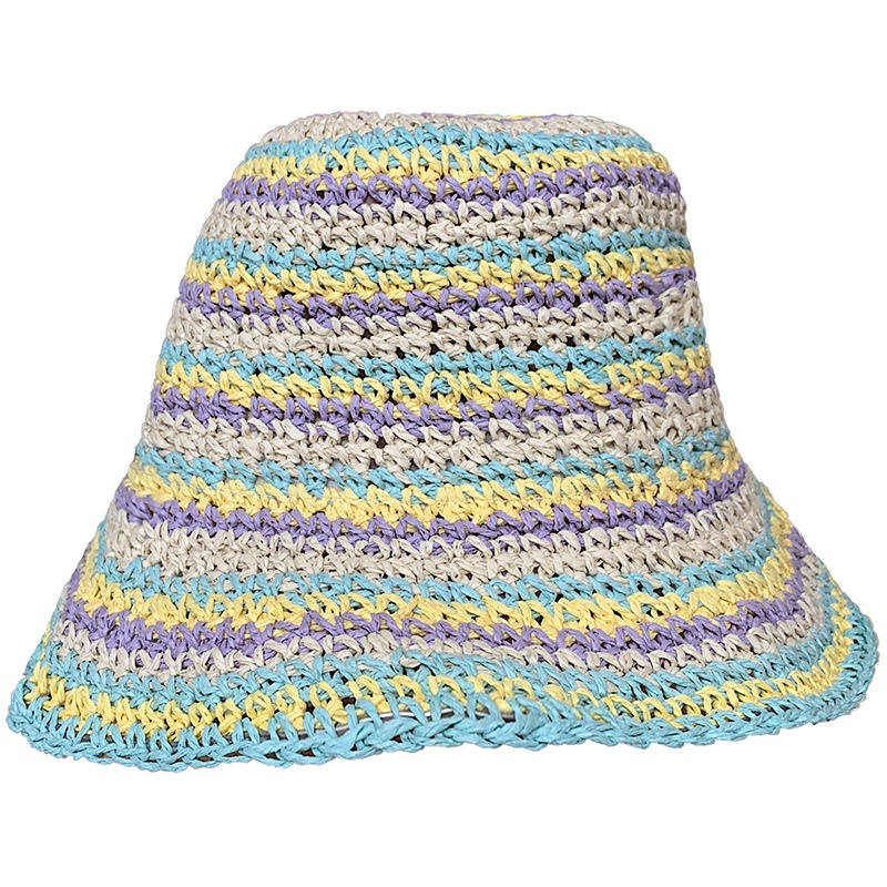 Mũ Cói Rộng Vành Thoáng Khí Phối Màu Sắc Tương Phản Thời Trang Mùa Hè Cho Nữ