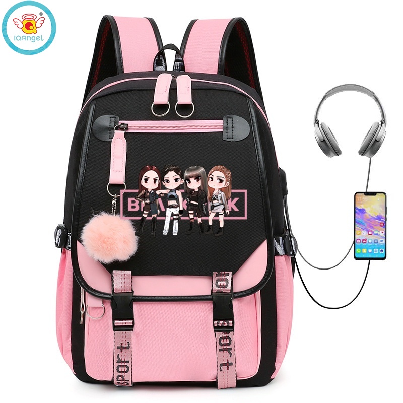 Iq BLACKPINK Park Choi-Young LISA Kim Ji-Soo Ba Lô Đi Học Họa Tiết Bầu Trời Đầy Sao Có Cổng Sạc USB Hàn Quốc