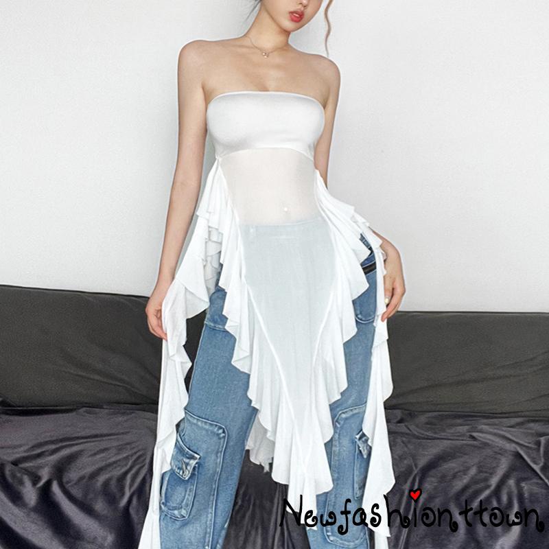 Áo Hở Lưng Phối Tua Rua Dáng Chữ A Thời Trang Mùa Hè Cho Nữ