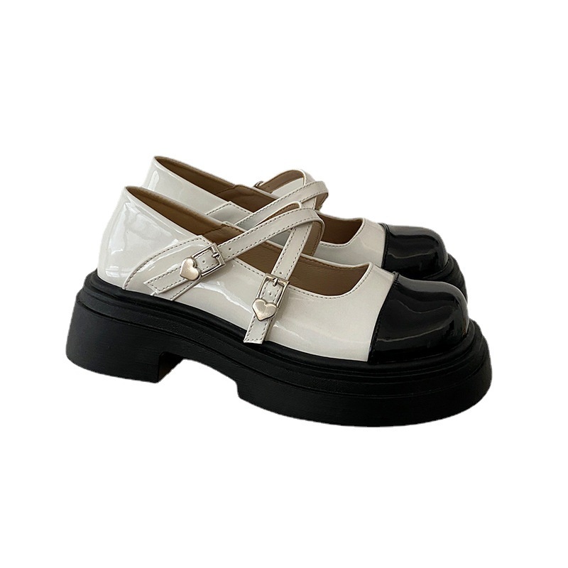 Giày Da Đế Dày Phong Cách retro Anh Quốc Cho Nữ