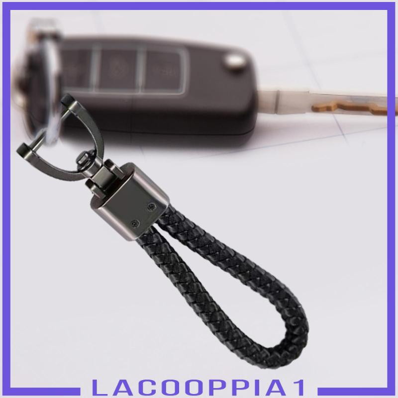 Móc Khóa Da PU Hình Chữ D Màu Đen Dành Cho Nam Nữ