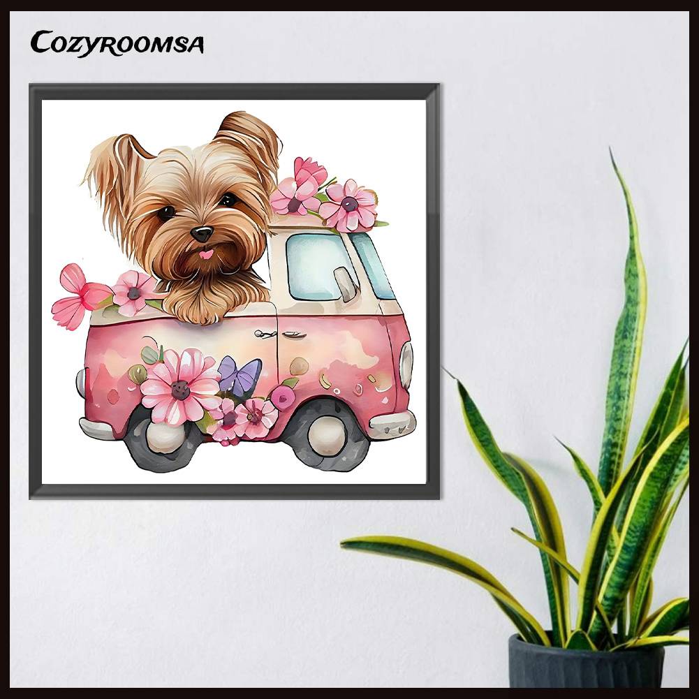 Tranh Đính Đá Kim Cương Toàn Bộ 5D DIY Hình Vẽ Chó Trang Trí Nhà Cửa