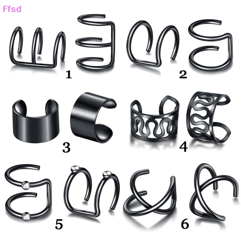 {Ffsd} Set 12 Bông Tai Kẹp Vành Tai Hình Lá Không Cần Xỏ Lỗ Dành Cho Nữ