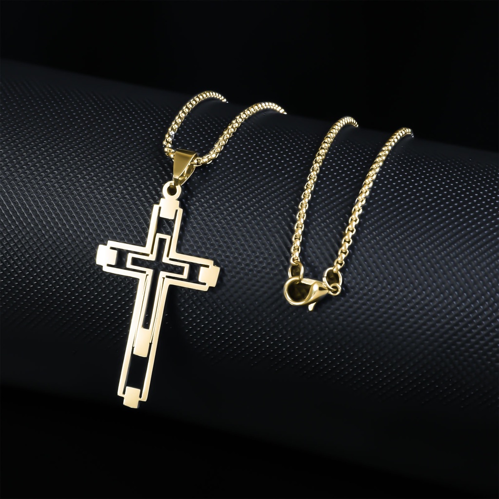 Ygt Vòng Cổ Choker Bằng Thép Không Gỉ Hình Thánh Giá Màu Vàng / Bạc Thời Trang Cho Nam Và Nữ