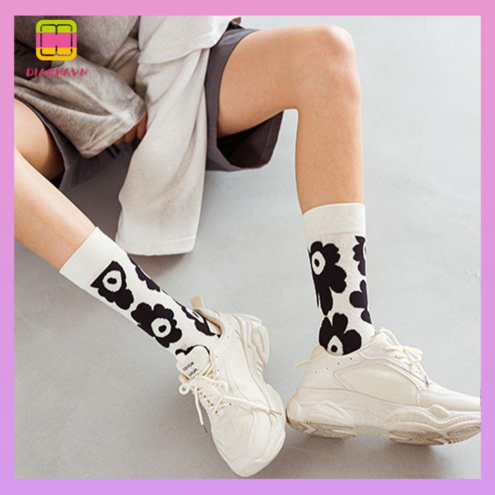 DIACHAVN Tất Cotton Hoạ Tiết Hoa Giữ Ấm Cho Phái Nữ