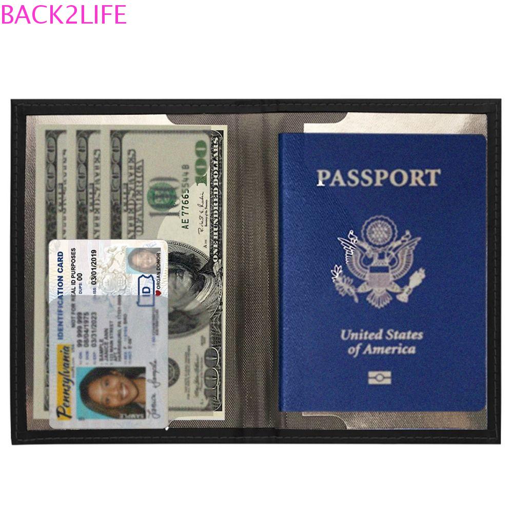 BACK2LIFE Túi Da PU Đựng Hộ Chiếu Và Thẻ ID Tiện Lợi Ốp