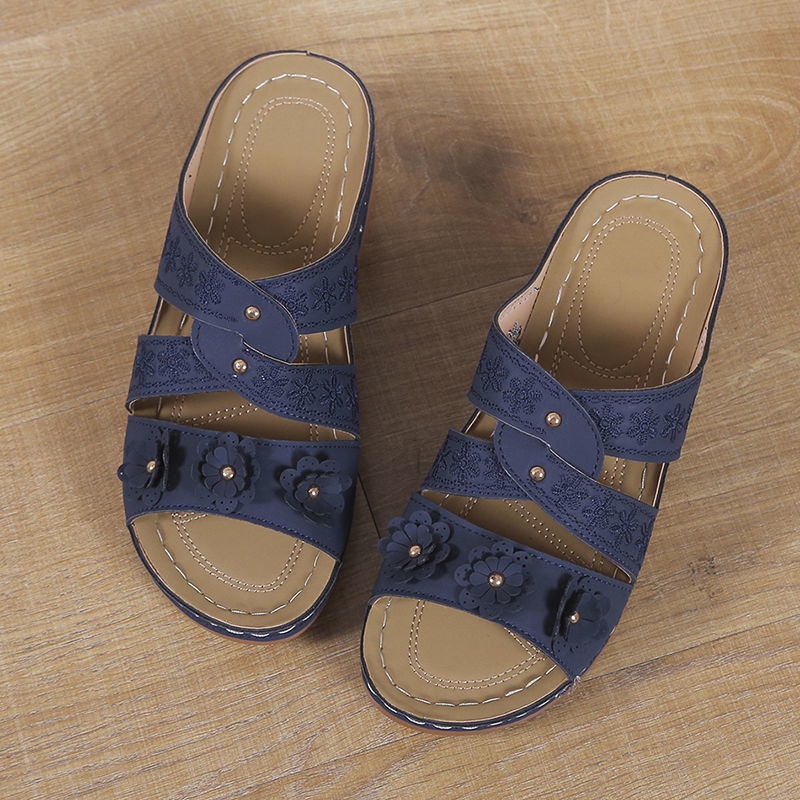 Dép Đế Xuồng Thêu Hoa Xinh Xắn Thời Trang Xuân Hè Cho Nữ Size 41 42