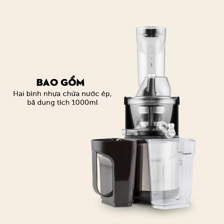Máy Ép Chậm KLARSTEIN, Máy Ép Trái Cây, Hoa Quả, Công Suất 400W, Dung Tích 1L, Nhập Đức, BH 12 Tháng, Shop Authentic