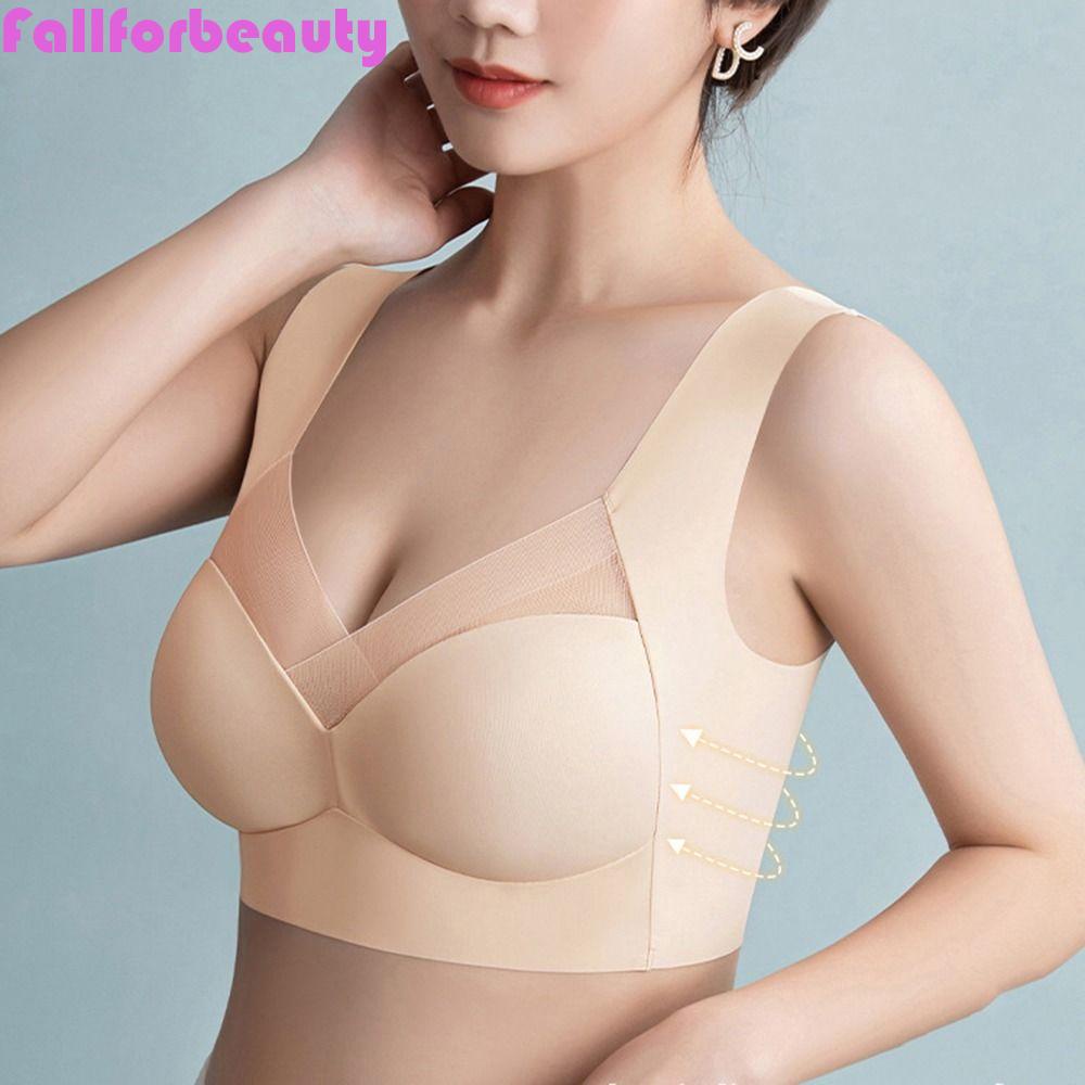 FALLFORBEAUTY Áo Ngực Thể Thao Không Gọng Có Mút Nâng Ngực Màu Trơn Thời Trang Cho Nữ