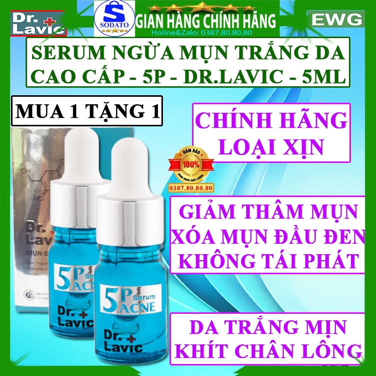Serum giảm mụn thâm dưỡng trắng da 5P Dr.lavic tinh chất chấm mụn đầu đen và ngăn ngừa mụn tái phát cho da mụn drlavic