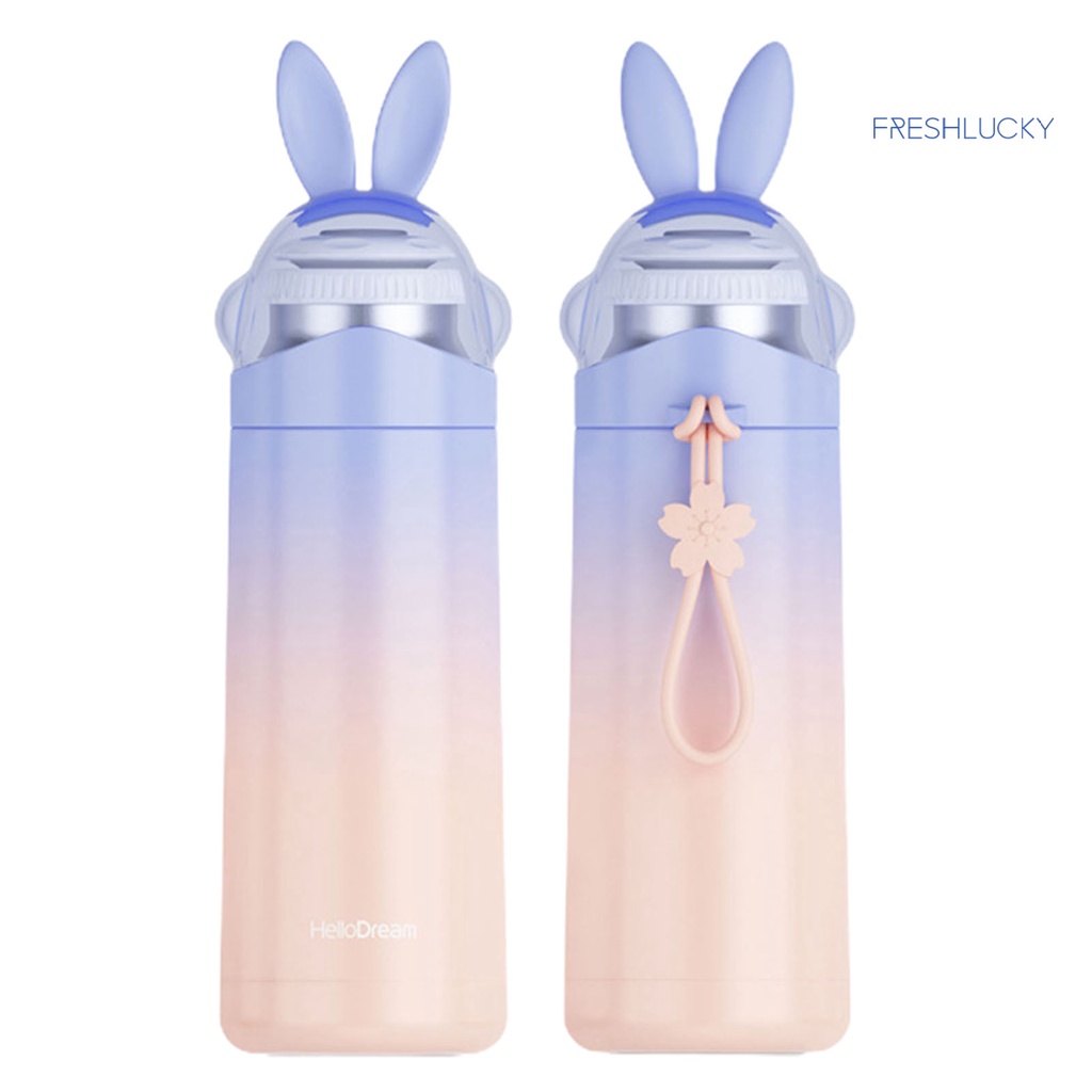 Bình Nước Giữ Nhiệt Bằng Thép Không Gỉ Hình Tai Thỏ Dễ Thương 350ml