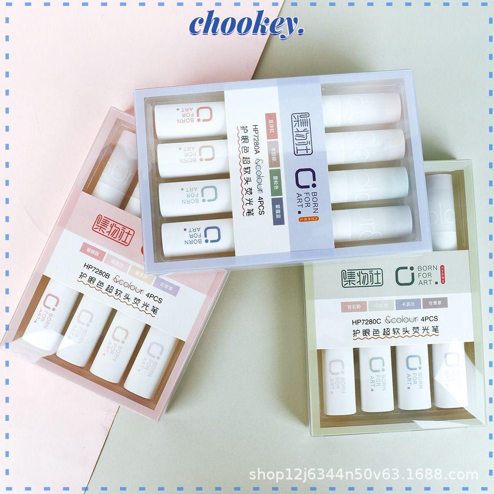 CHOOKEY Set 4 Bút Đánh Dấu Đầu Mềm Dành Cho Học Sinh