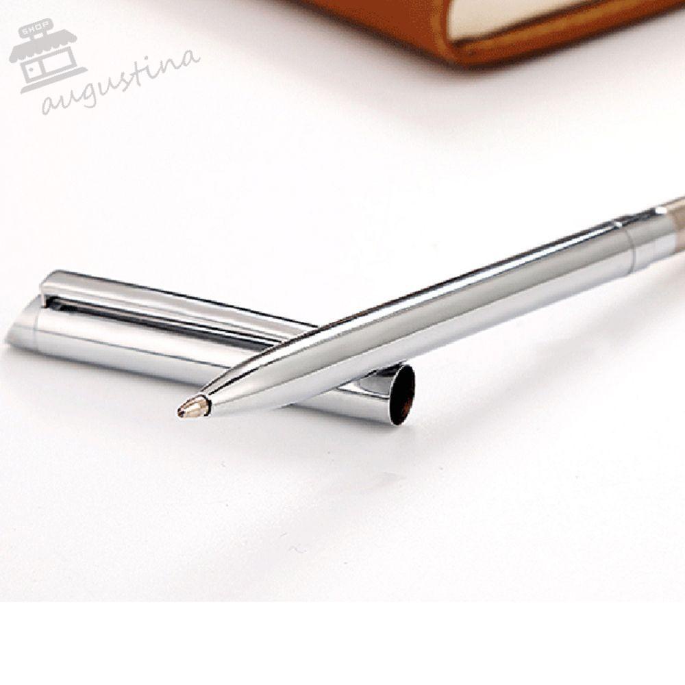 AUGUSTINA Bút Bi Bỏ Túi Thiết Kế Dạng Xoay Màu Bạc Bóng Cổ Điển