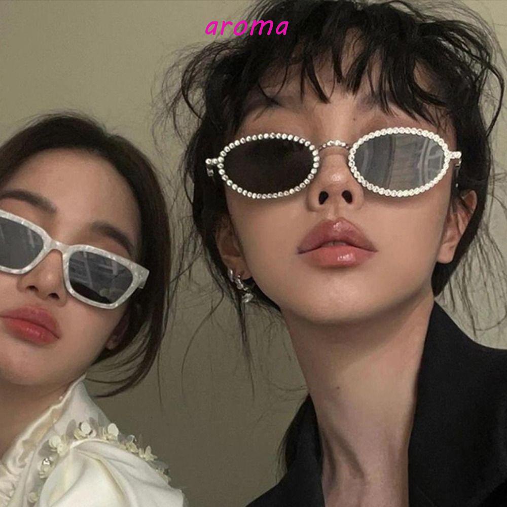 AROMA Kính Mát Đính Đá Chống Ánh Sáng Xanh Thiết Kế Tinh Tế Thời Trang Cho Nữ