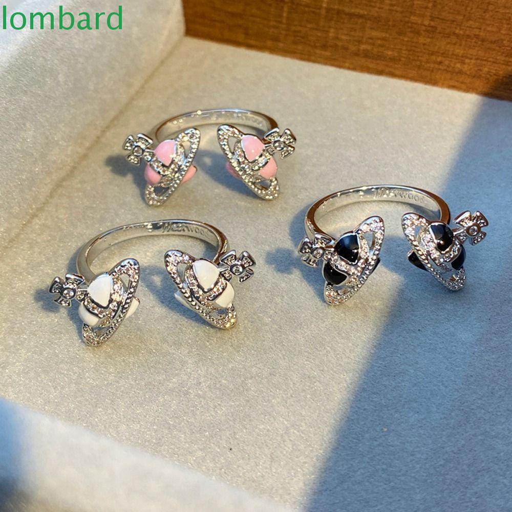 LOMBARD Nhẫn Hở Hình Hành Tinh Trái Tim Đính Đá Dễ Thương Có Thể Điều Chỉnh Phong Cách Hàn Quốc Cho Nữ