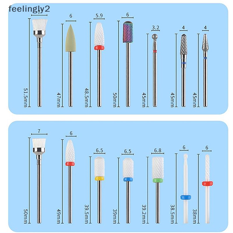 Bộ 7 Đầu Mài Móng Tay Bằng Sứ &amp; Thép Chuyên Dụng