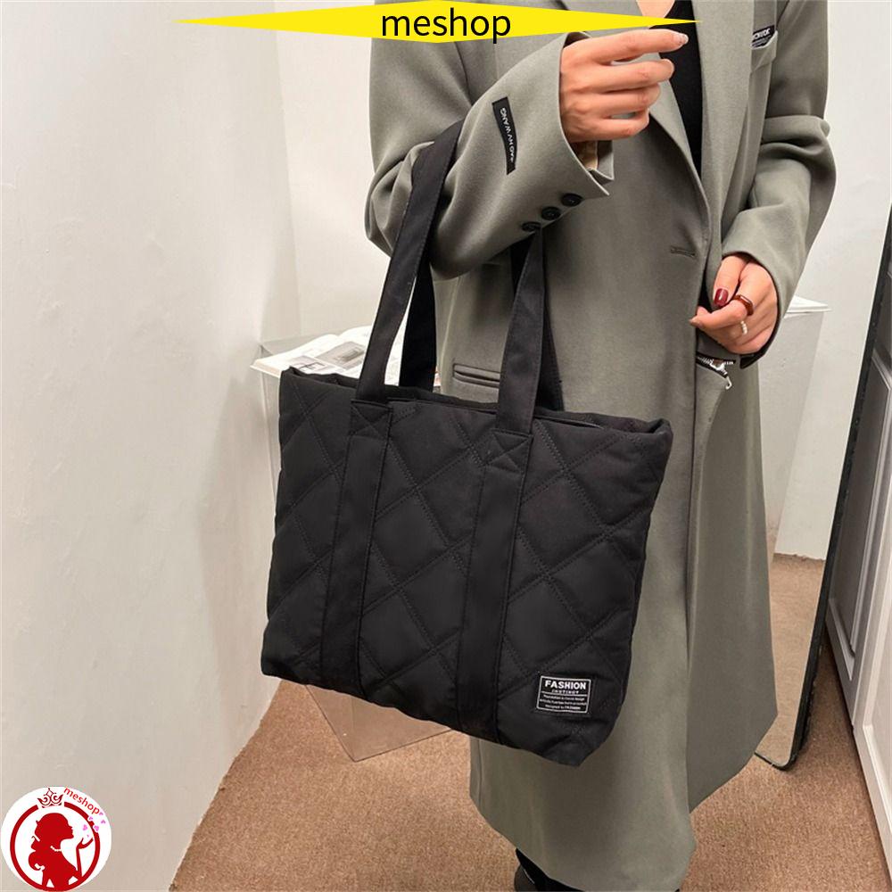 ME Túi Xách Cotton Nylon Sức Chứa Lớn Màu Trơn Thời Trang Mùa Đông