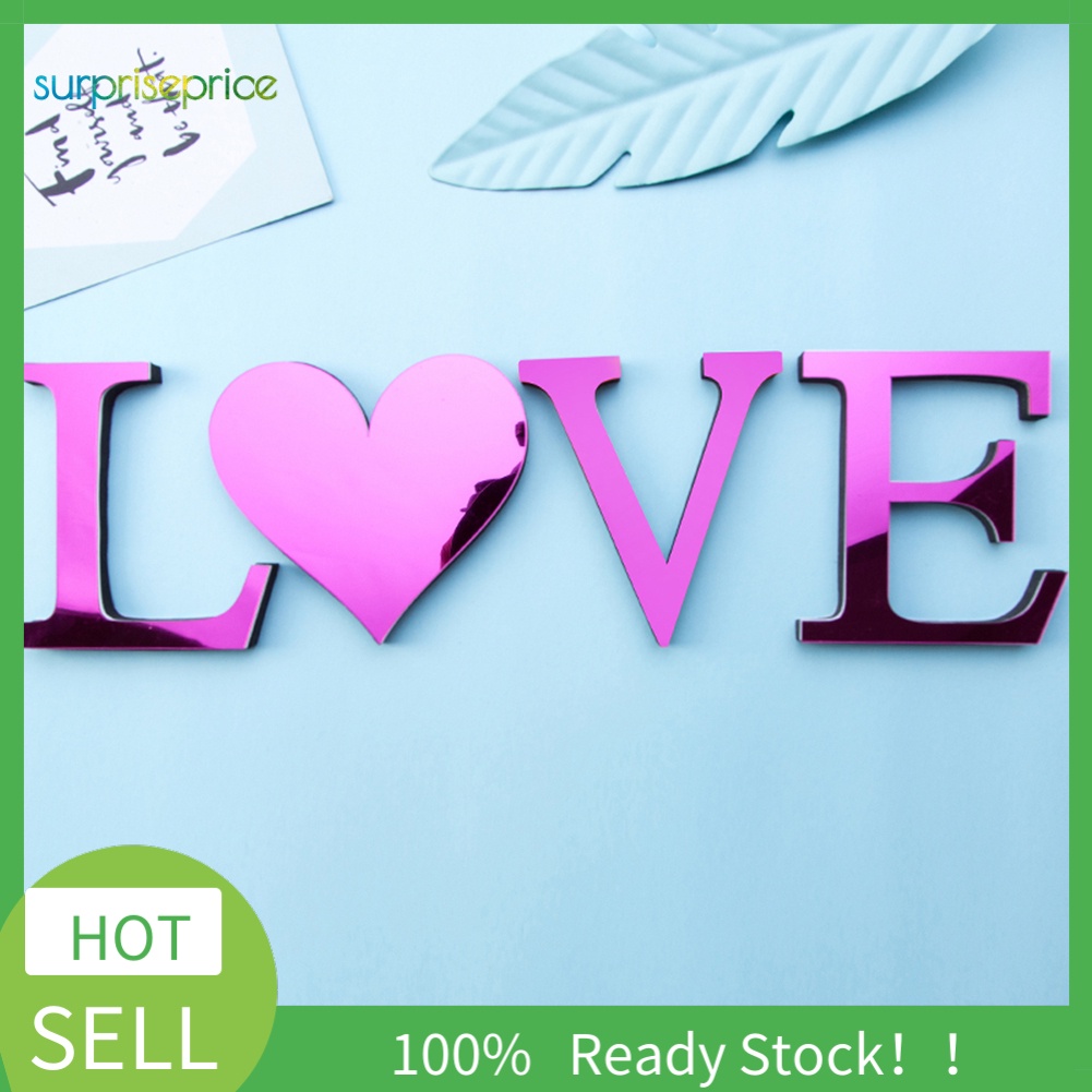 Miếng Dán Tường Trang Trí Hình Chữ Cái Từ A-Z Bằng Acrylic Tráng Gương DIY