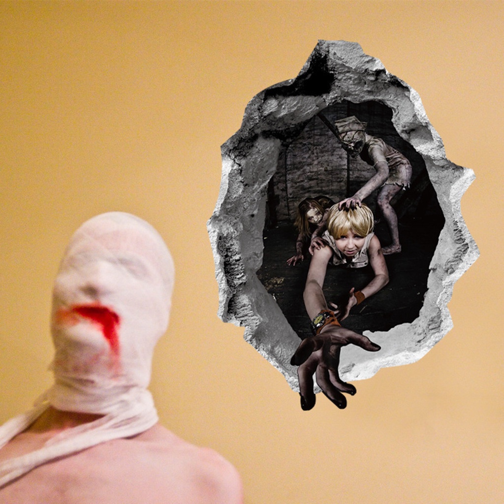 Miếng Dán Tường Trang Trí Halloween Hình Kinh Dị Tháo Gỡ Dễ Dàng