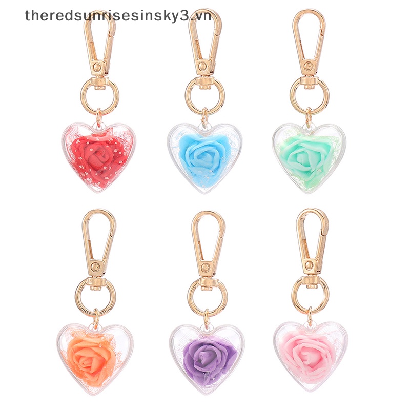 # # Móc Chìa Khóa Xe Hơi / Túi Xách Trang Trí Hình Hoa Hồng / Trái Tim Thời Trang Thích Hợp Làm Quà Tặng Cho