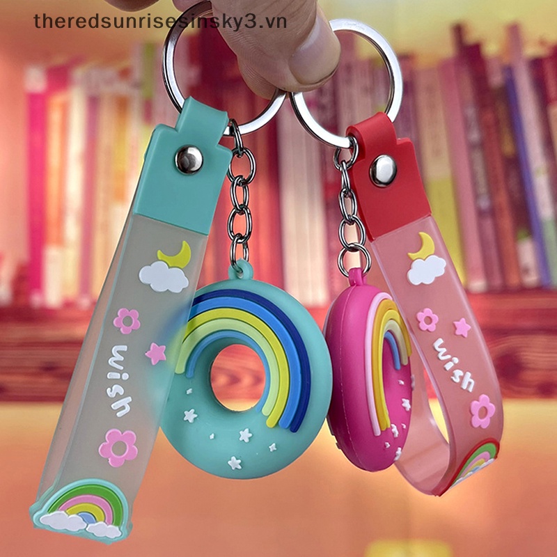 Móc Khóa Hình Bánh Donut Bằng PVC Dễ Thương Thời Trang Cho Cặp Đôi