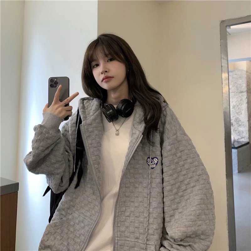 Áo Khoác Nữ Có Nón Khóa Kéo Thời Trang Hàn Quốc Mới