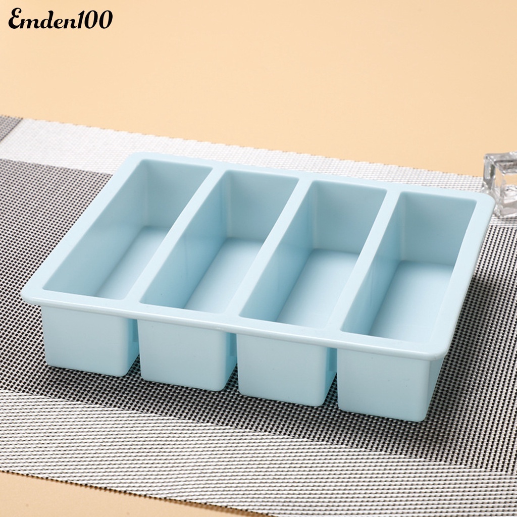Khay Silicone Làm Đá 4 Ngăn Đa Năng Không Dính Tiện Dụng