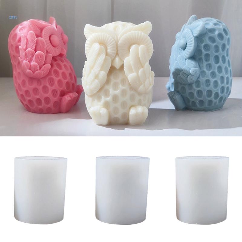Khuôn Silicone Làm Nến Sáp Xà Phòng Hình Chim Cú DIY