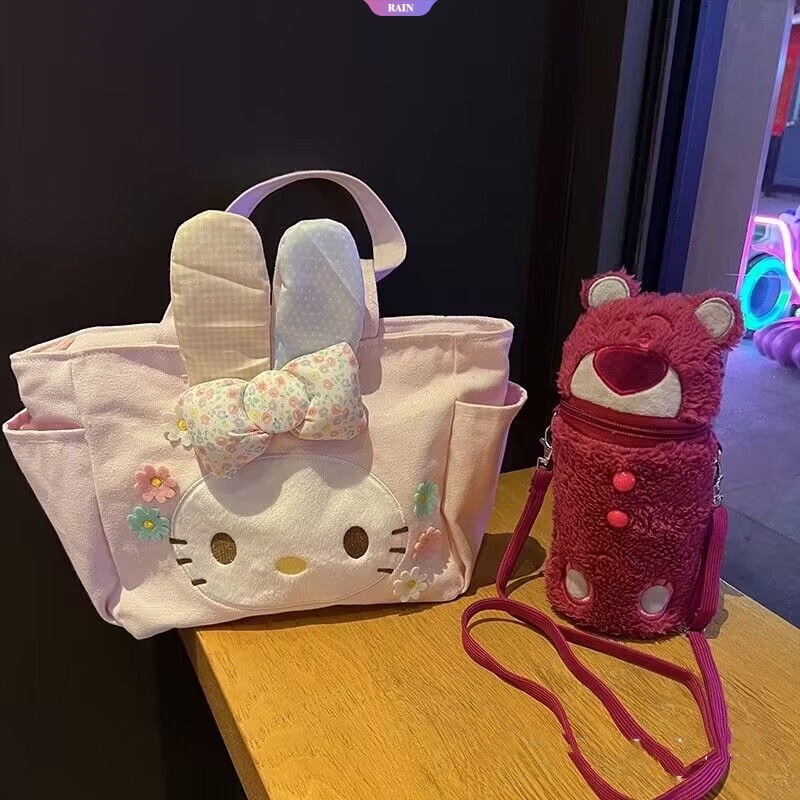Sanrio Túi vải Sức Chứa Lớn Họa Tiết My Melody Dễ Thương Có Khóa Kéo Cho Nữ