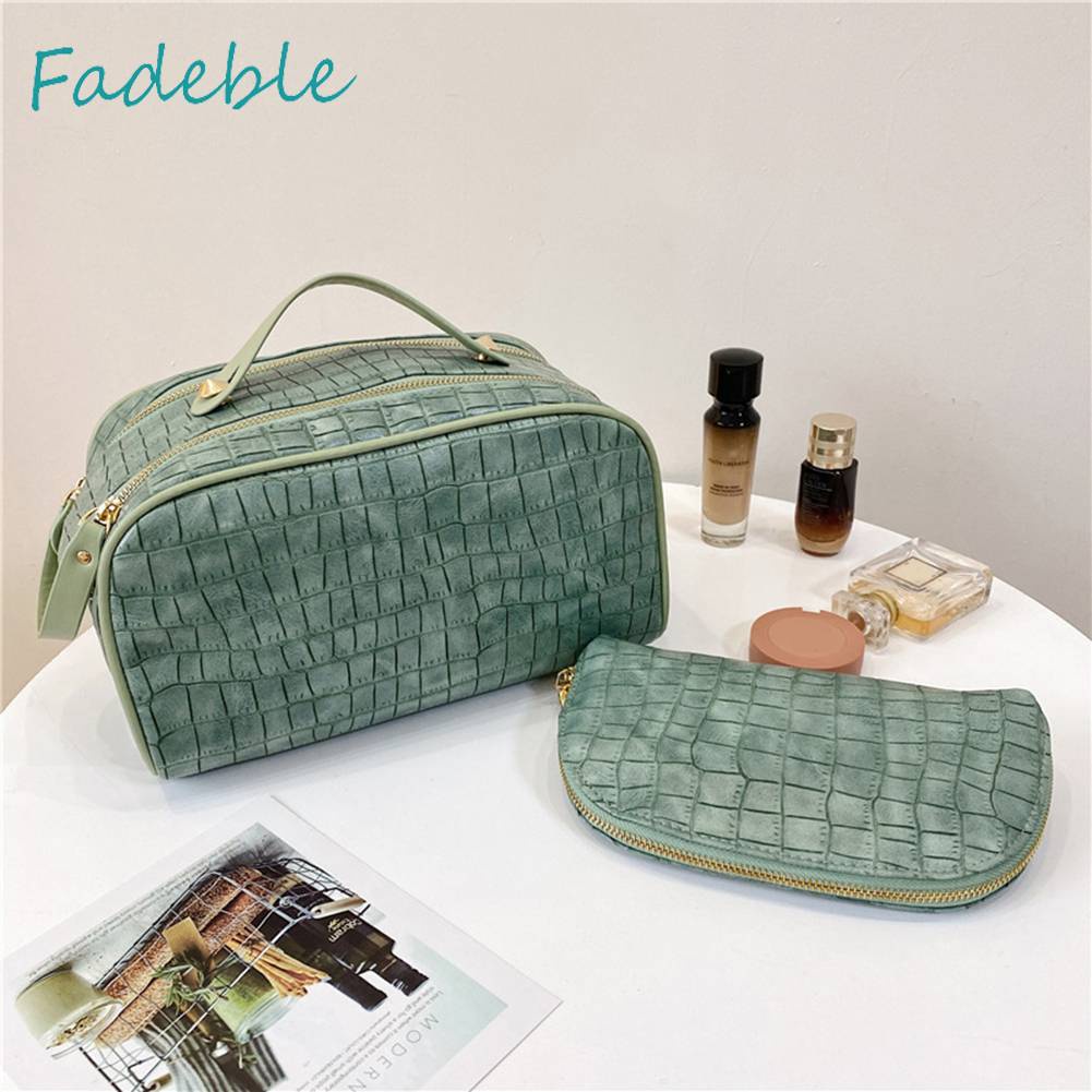 Set 2 Túi Đựng Mỹ Phẩm Bằng PU Sức Chứa Lớn Tiện Dụng Cho Nữ