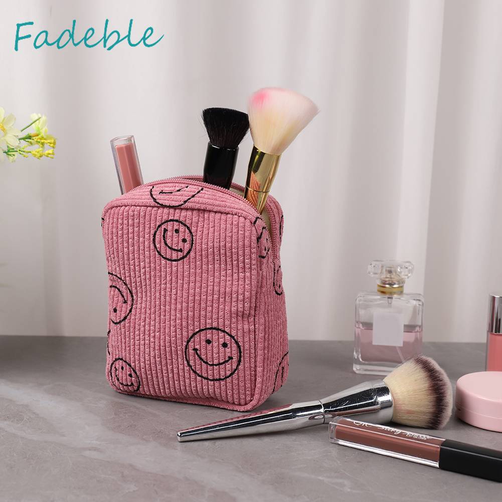 Túi Đựng Mỹ Phẩm Đa Năng Hình Mặt Cười Có Khóa Kéo Tiện Dụng Mang Theo Du Lịch