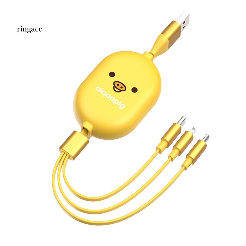 Dây Cáp Sạc / Truyền Dữ Liệu 3 Trong 1 8Pin / Micro USB / Type-C Màu Kẹo Dễ Thương