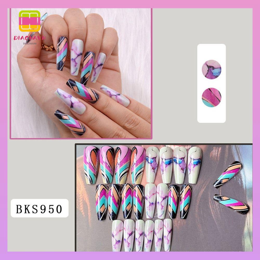 DIACHAVN Bộ 24 Móng Tay Giả Che Phủ Toàn Diện Dành Cho Nữ
