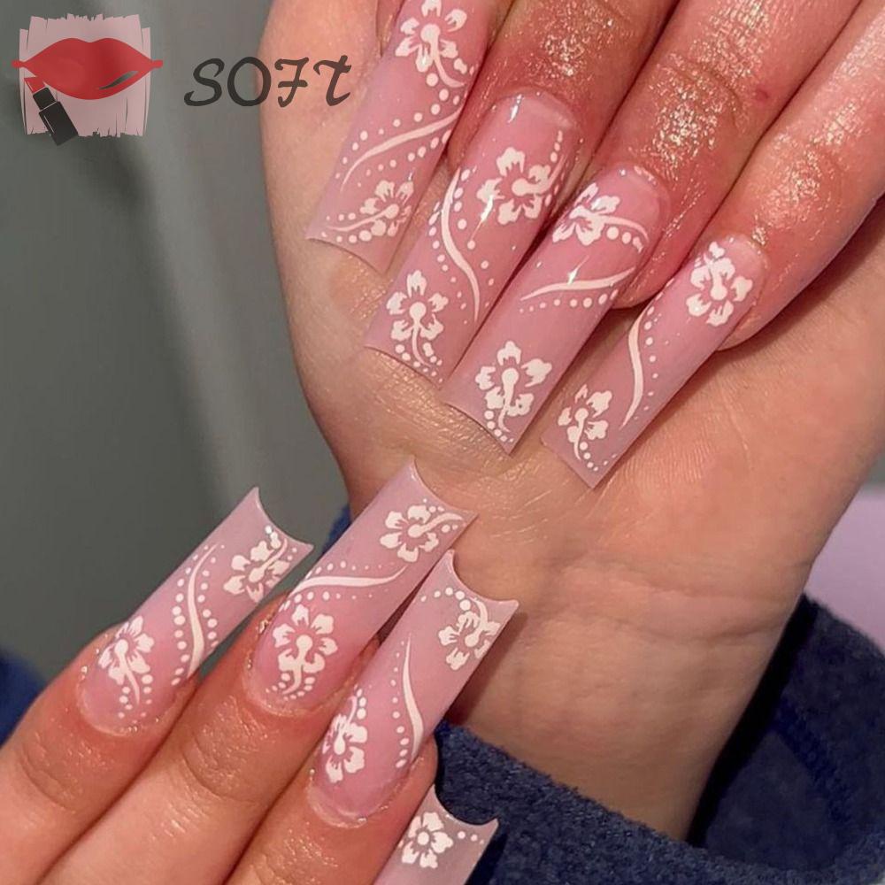 SOFTNESS Bộ Móng Tay Giả Nối Dài Ống Nước Có Độ Che Phủ Cao Kháng Nước Đầu Vuông Cho Nữ