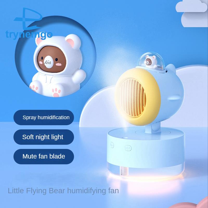 Quạt Phun Sương Làm Mát Mini Để Bàn Có Đèn Ban Đêm Đa Năng