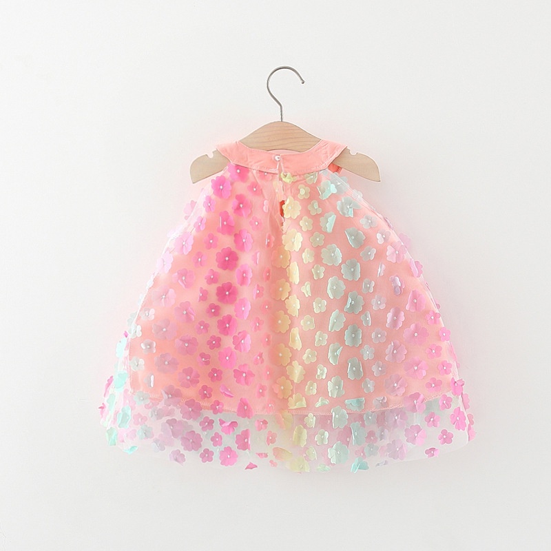 Đầm Công Chúa Mùa Hè Phối Lưới In Họa Tiết Bướm Đáng Yêu Cho Bé Gái