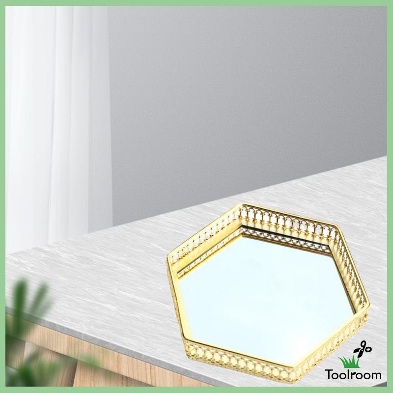 Khay Đựng Trang Sức / Nến / Mỹ Phẩm Bằng Kính Kiểu Vintage Có Gương Trang Trí